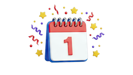 Calendar with Number 1 Celebrating a Special Day