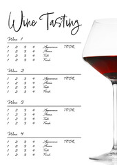 Obraz premium Wine tasting card design for sommelier, winery, buyers, restaurants