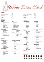 Obraz premium Wine tasting card design for sommelier, winery, buyers, restaurants