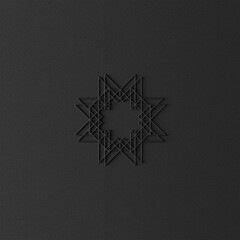 Christmas black star ornament on dark background.	

