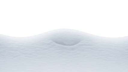 A layer of fresh snow with soft curves isolated on transparent background