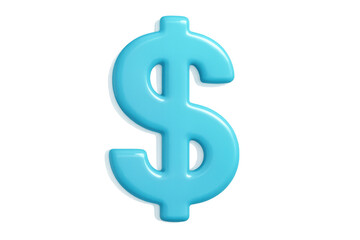 Obraz premium Blue shiny dollar currency sign reflecting financial concepts, earnings, and money savings on transparent background