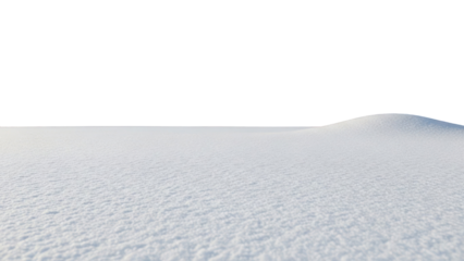 Vast expanse of freshly fallen snow under a dark sky isolated on transparent background