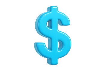 Obraz premium Blue dollar symbol showcasing financial concepts, money, and economy on a transparent background for various design needs