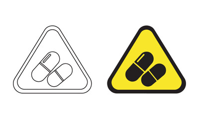 Medicine Warning Icon Vector. Drug Alert and Medical Caution Symbol