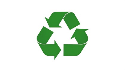Green recycle symbol centered on white. Three arrows form triangle, moving in cyclical pattern