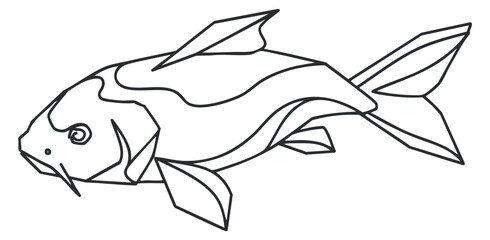 Obraz premium A koi fish illustration in outline minimalist vector style, ideal for aquatic-themed design projects