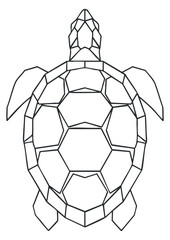 Obraz premium A geometric outline of a turtle in minimalist vector style, suitable for environmental design and conservation themes