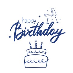 Happy birthday greeting letters. Vectors illustration with happy birthday words and cheers glasses. Good as design element for greeting cards and banner