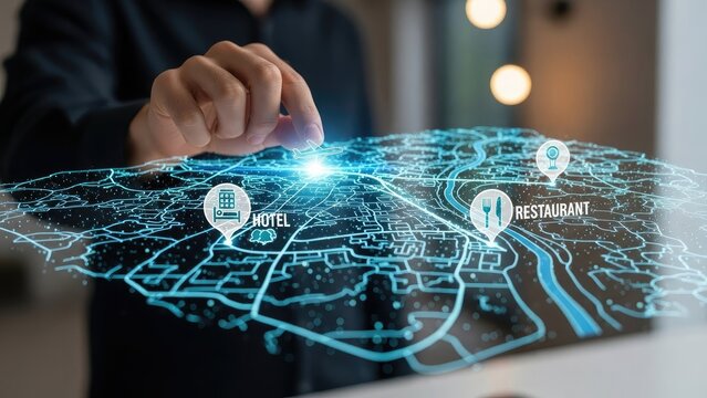 Smart City Network Connection Data Visualization Technology - Powered by Adobe