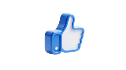 Blue thumbs up like icon symbolizing approval, social media engagement, positive feedback and digital communication concept isolated on white background