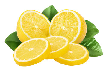 Fototapeta premium Ripe lemon slices isolated on white background with full depth of field.