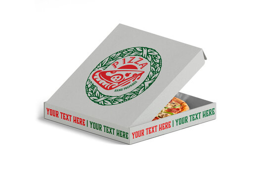 Open pizza box packaging display