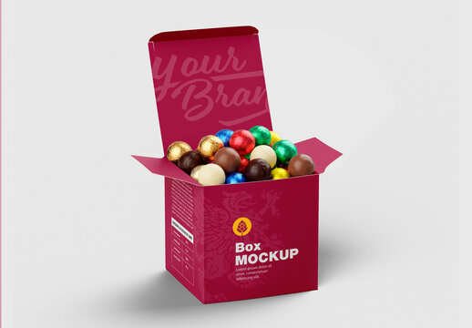 Open gift box with chocolates