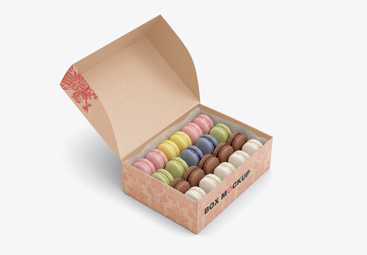 Open box of assorted macarons