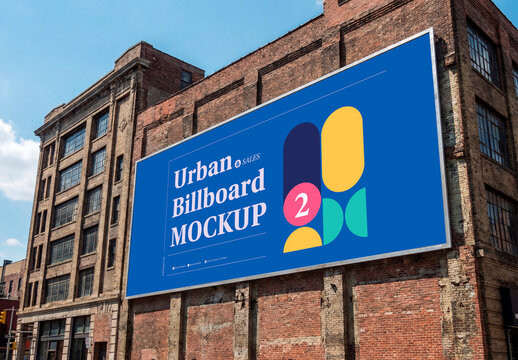 Large Brick Wall Billboard Mockup