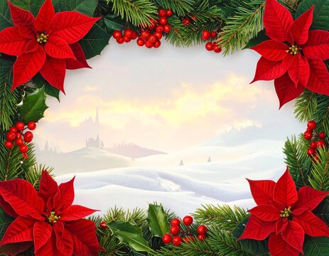 Christmas Frame With Holly