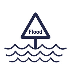 Flood warning sign.Flood icon on white background.Vector.