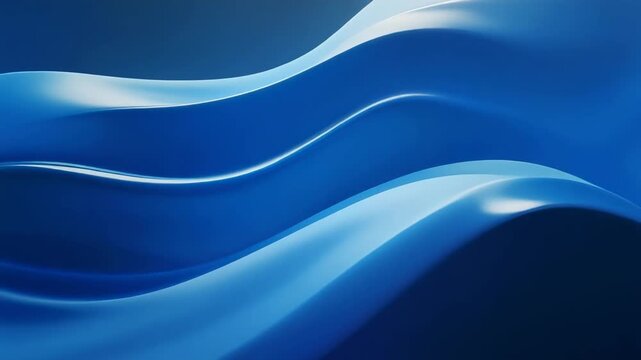 Set of three abstract backgrounds featuring elegant blue silk waves in fluid motion. Dynamic liquid shapes with soft lighting for a futuristic corporate design or technology banner
