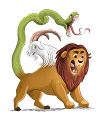 Drawing of a Chimera, a Greek mythological monster