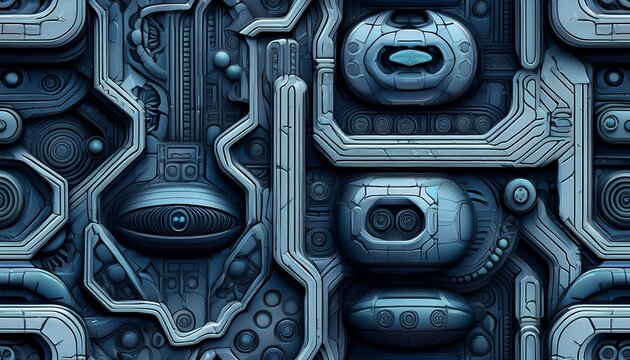 seamless tileable greebles sci fi raised 3d background top view