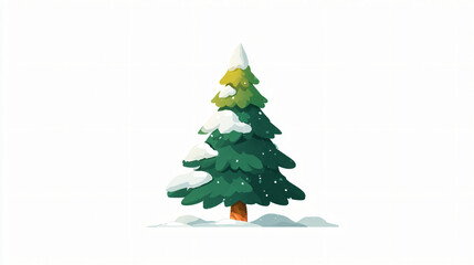 Fototapeta premium Cartoon style snow covered pine tree isolated on white background