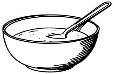 Bowl of porridge with spoon