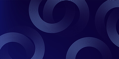 Abstract blue glowing geometric lines on dark blue background. Modern shiny blue circle lines pattern. Futuristic technology concept. Suit for cover, poster, banner, brochure, header, website