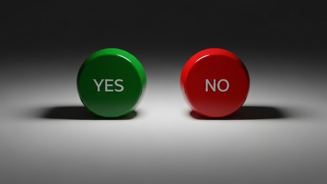 Yes or no decision concept representing choices, commitment, and problem solving