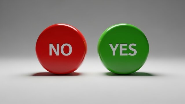 Yes or no decision concept representing choices, commitment, and problem solving