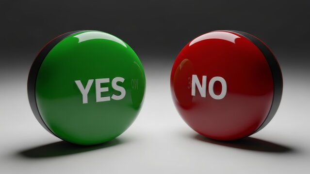 Yes or no decision concept representing choices, commitment, and problem solving