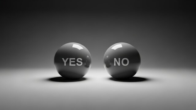 Yes or no decision concept representing choices, commitment, and problem solving