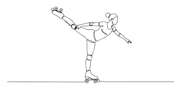 artistic roller skater arabesque pose outline vector