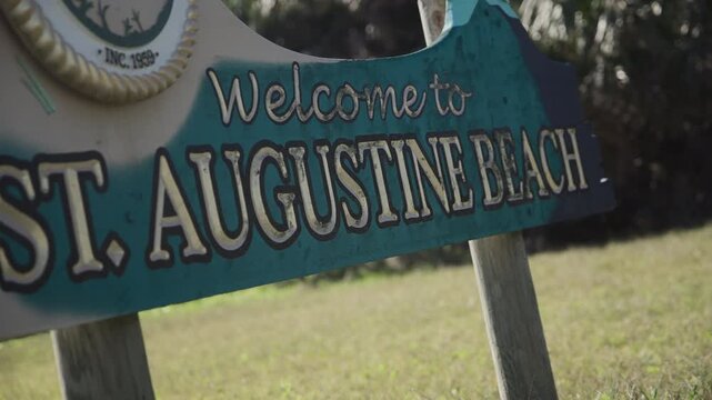 Welcome to St. Augustine Beach Sign in Florida