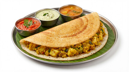 A freshly prepared crispy Masala Dosa