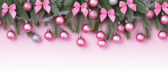pink background with christmas decoration