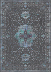 Gray Carpet Floral Belly Rug Pattern Print