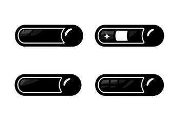 Fototapeta premium Glossy Progress Icons. Solid style icons of glossy coat progress bars: polished surfaces, luminous panels, progress markers,