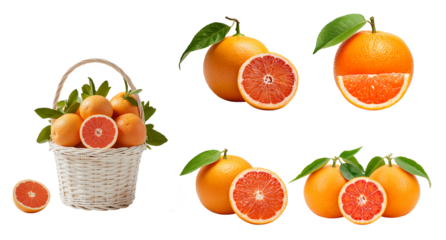 Fresh grapefruit isolated on a transparent background