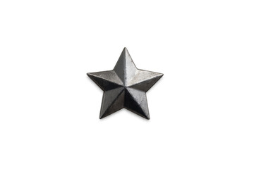 Obraz premium Silver metallic five-pointed star icon on transparent background