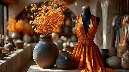 Mannequin showcasing evening gown high resolution picture