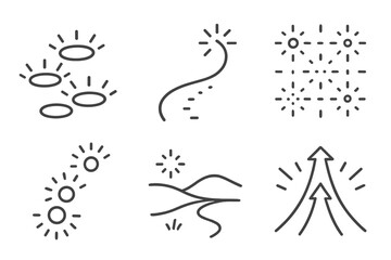 Illuminated Pathway Icons. Line style icons of illuminated pathways: glowing stepping stones, curved light trail, gentle luminance