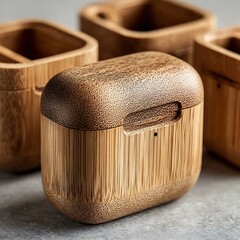 Minimalist bamboo airpod case natural look high resolution picture