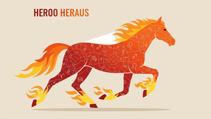 Fiery Horse Illustration with Flames and Vibrant Colors