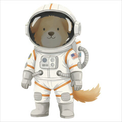 Fototapeta premium Cute Astronaut Dog Watercolor Vector Illustration on White Background 