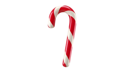 Red and White Striped Candy Cane Isolated on White Background for Holiday Design