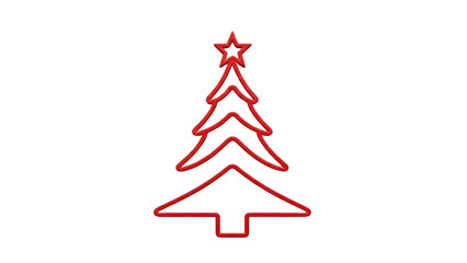 Simple Red Vector Christmas Tree Icon with Star Isolated on White
