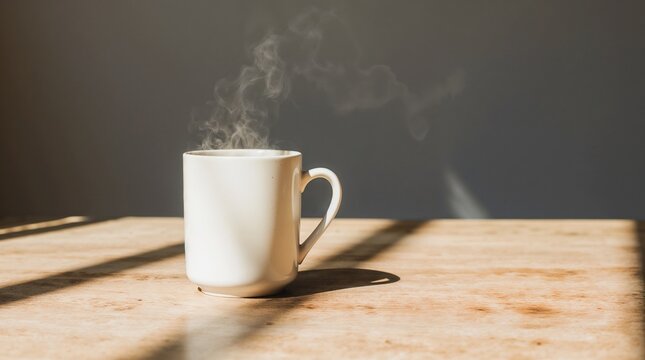 Soft morning sunlight through sheer curtains, minimal warm background