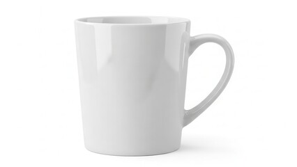 Obraz premium Simple white ceramic coffee mug on a white background.
