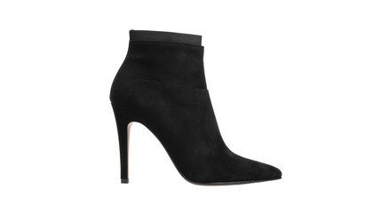 Heeled ankle boot in black suede